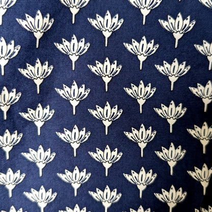 100% Cotton DVF Diane Von Furstenberg Skylar Navy Lotus Print Polo Dress | Cap Sleeves