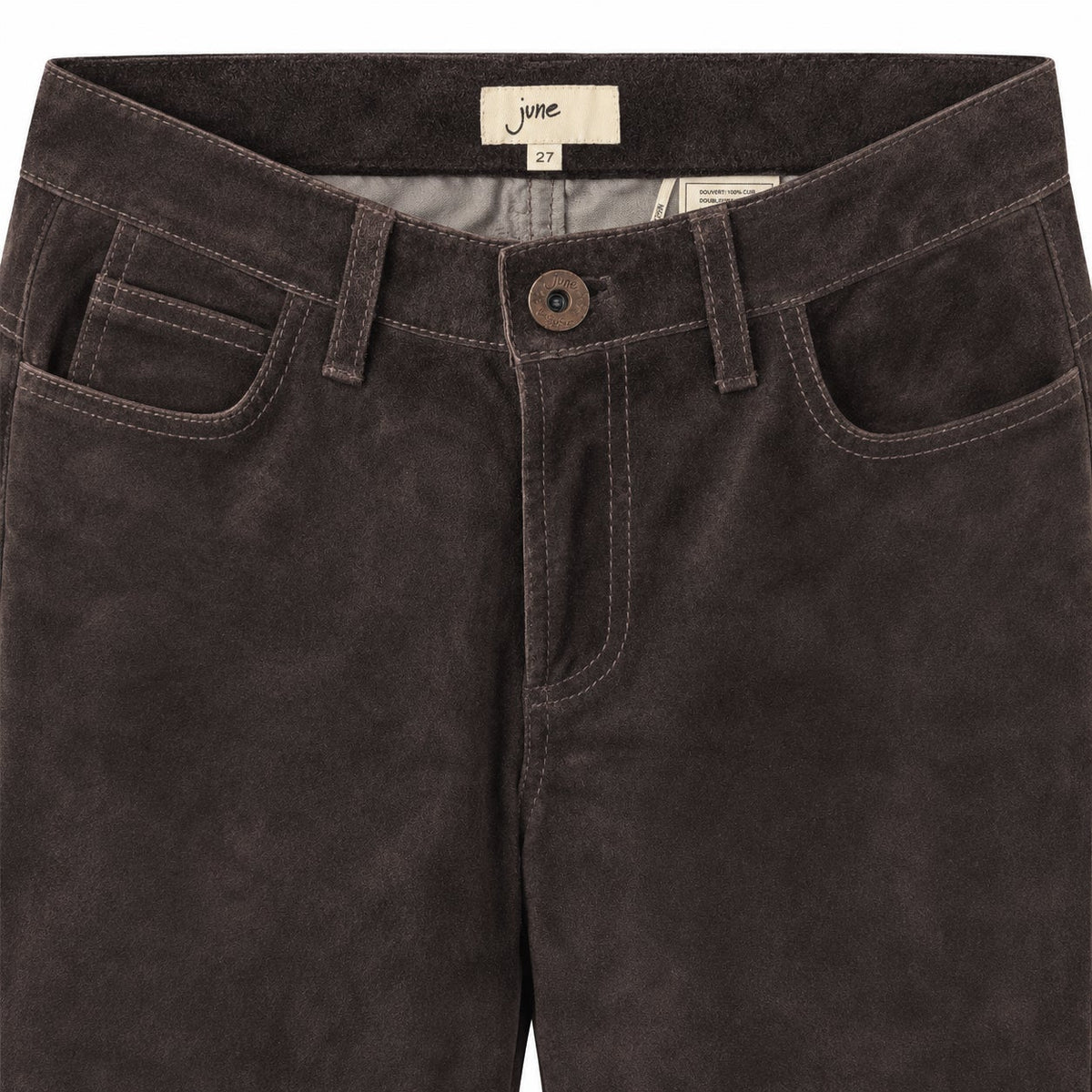 RARE Brown Super Low-Rise Genuine Suede Flare Pants
