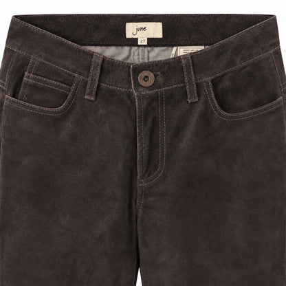 RARE Brown Super Low-Rise Genuine Suede Flare Pants