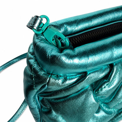 Kurt Geiger London Leather Bag Teal Quilted Crossbody Removable Chain