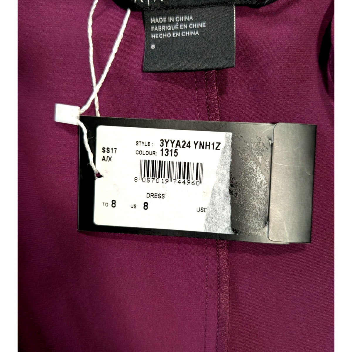 Armani Exchange NWT Plum Spaghetti Strap Slip Maxi Dress | SS17 | Size 8