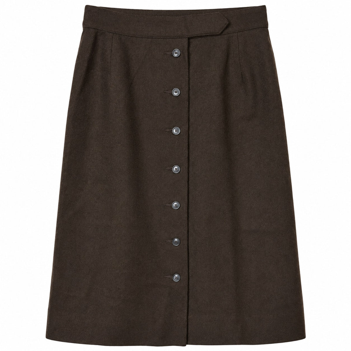 100% Wool Vintage Evan-Picone Brown Button Front A-Line Skirt