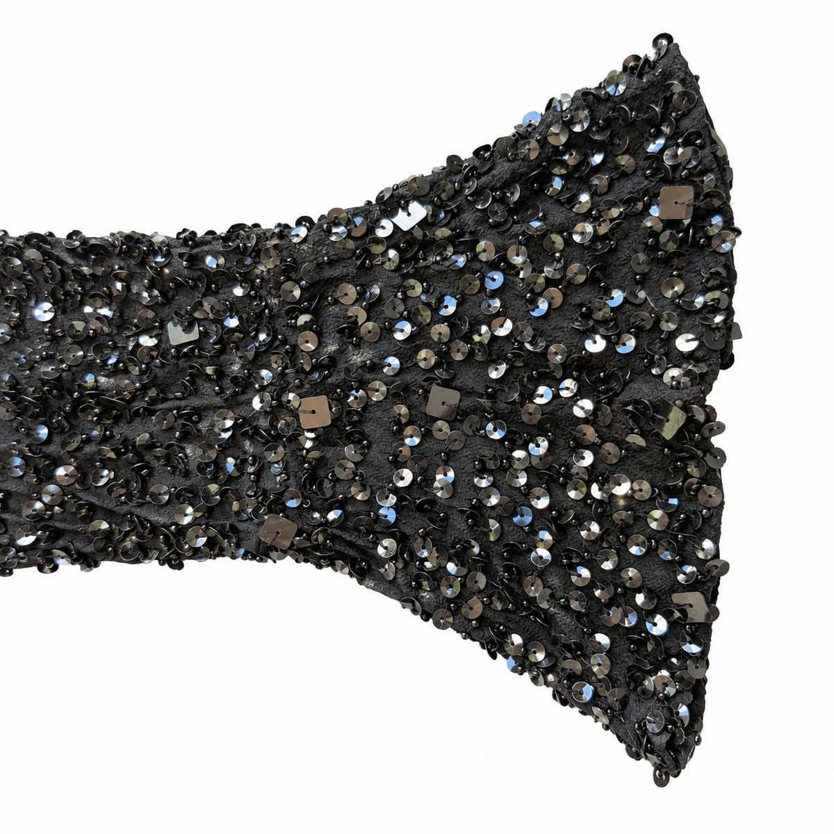 Marina Black Beaded Sequin Silk Top Cowl Neck Bell Sleeve Size L
