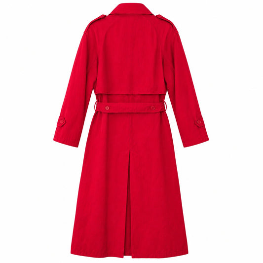 Vintage Jones New York Red Trench Coat Belted Zip Out Wool Liner Made in USA