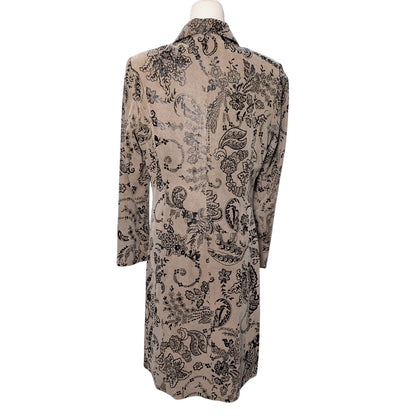 Tan Suede Leather Jacket with Black Floral Appliqué