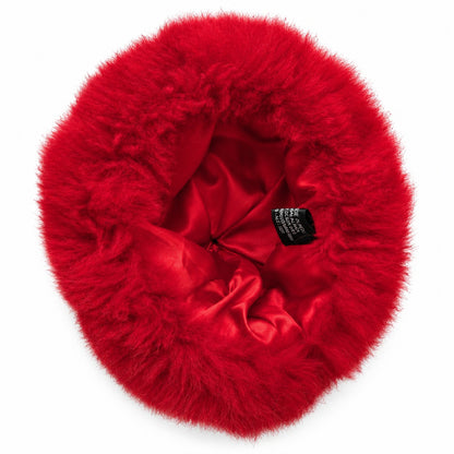 Peruvian 100% Alpaca Fur Hat Red Made in Peru Vintage