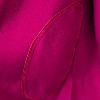 Magenta Merino Wool Cashmere Walking Coat with Crystal Buttons NWT