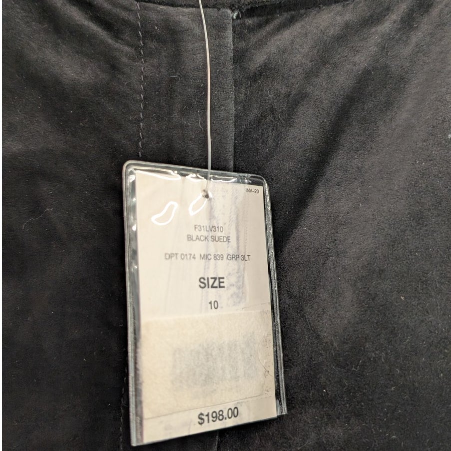 Investments Black Genuine Suede Pants Straight Leg Lined Size 10 NWT