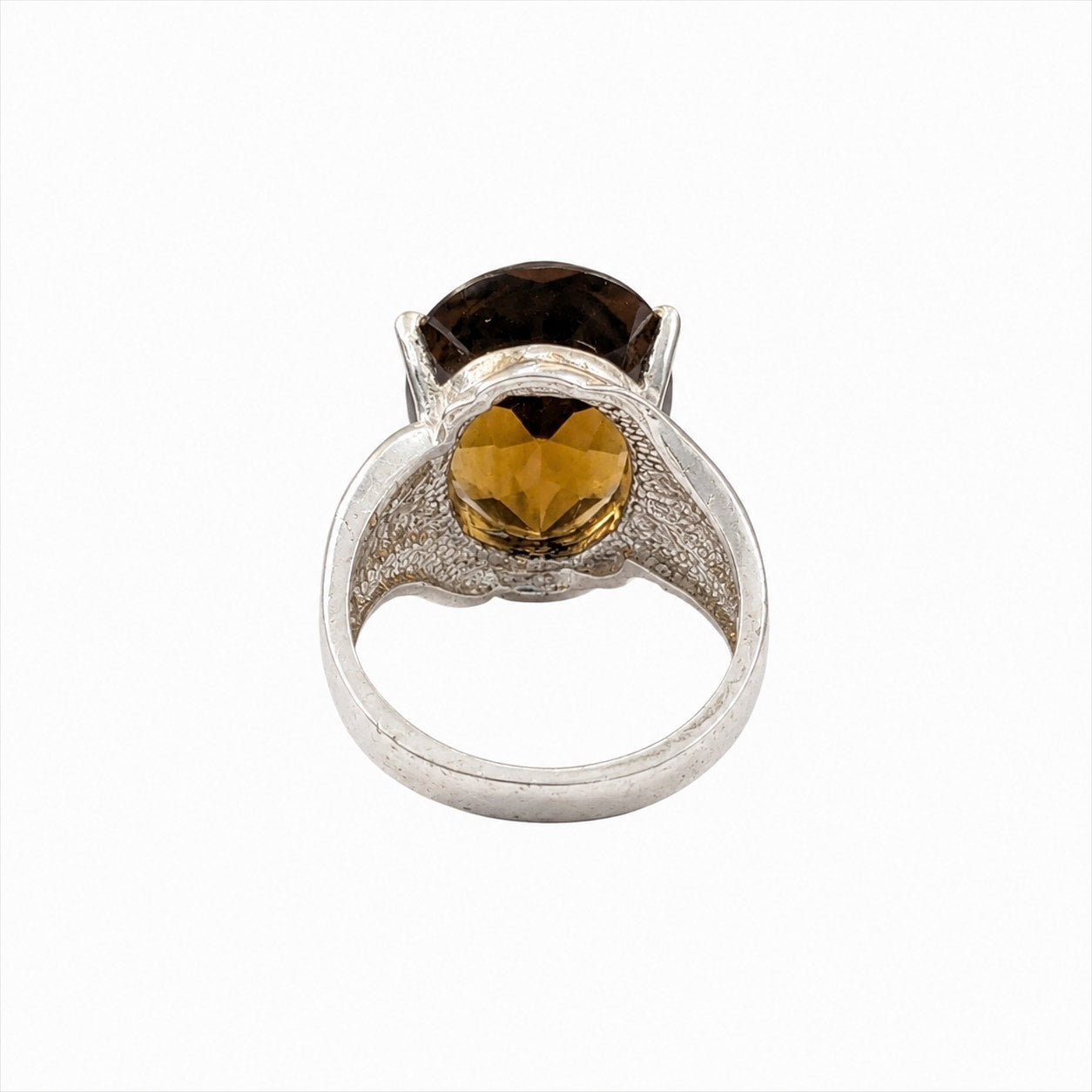Vintage 925 Sterling Silver Whiskey Citrine Ring Size 5.5 Oval Statement Ring