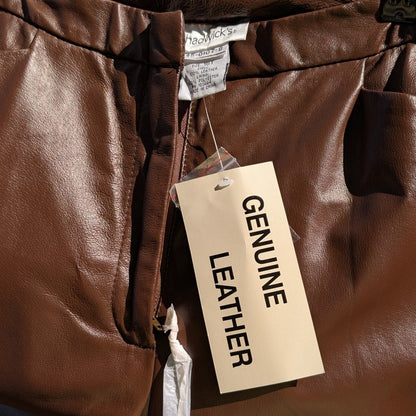 NWT Chadwick's Brown Genuine Leather Pants Straight Leg Lined Size 16 Tall