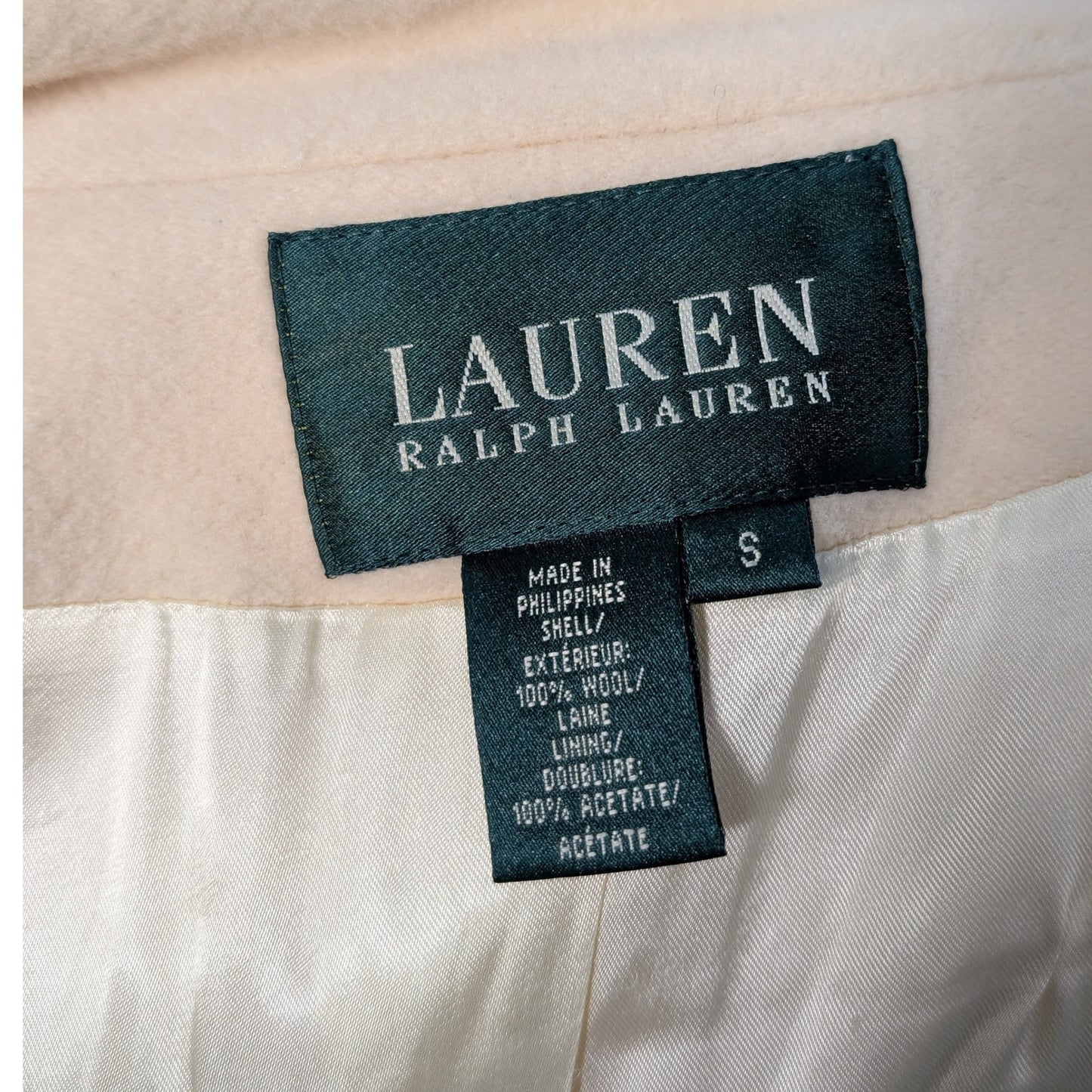Ralph Lauren Cream Wool Wrap Coat with Austrian Crystal Embellishment