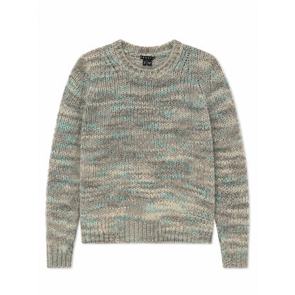 Theory Wool Alpaca Blend Space Dye Crew Neck Sweater, Gray Mint, Size S/P