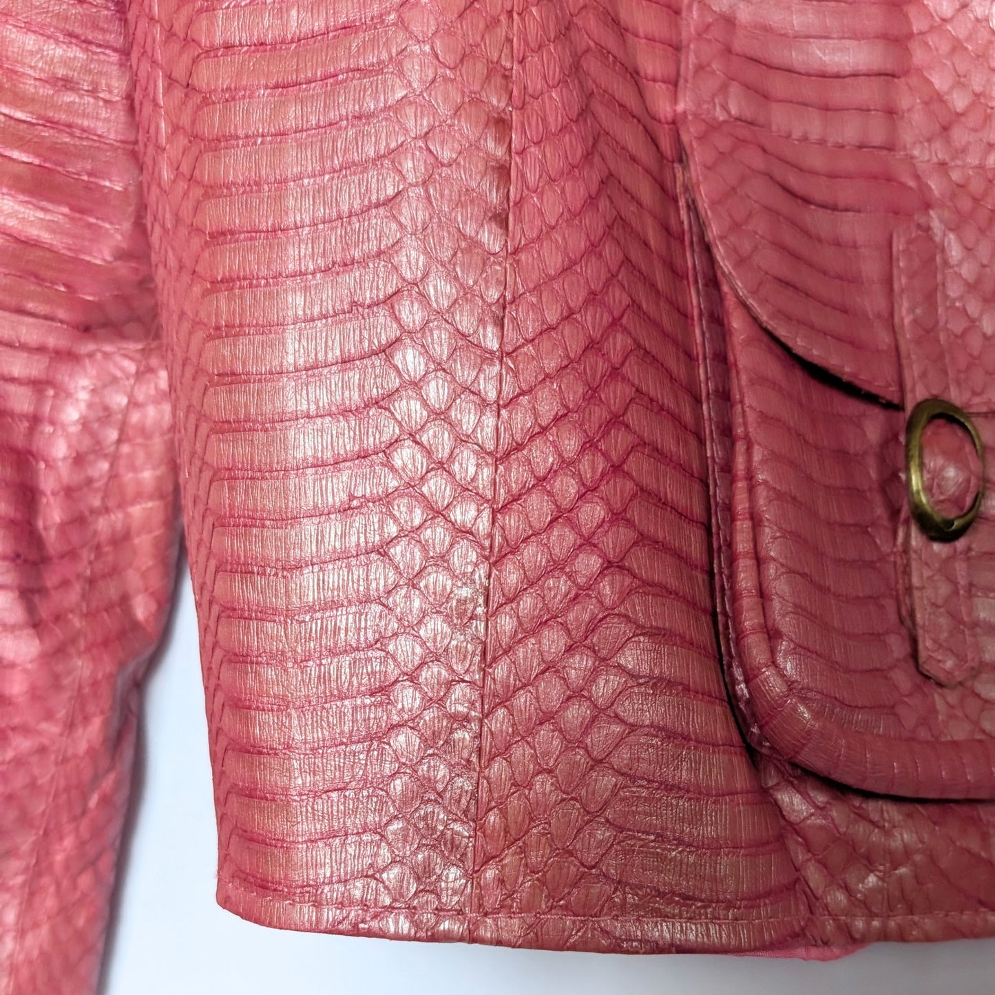Biern Pearlescent Pink 100% Genuine Python Moto Style Jacket