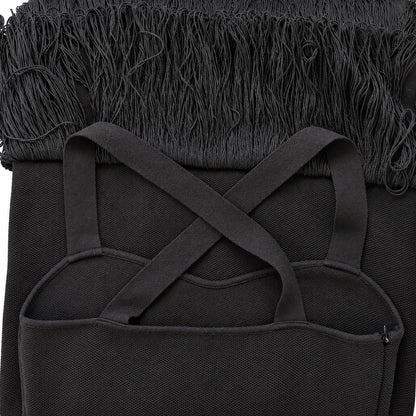 Anna Quan 100% Cotton Cross Black Knit Fringe Maxi Dress