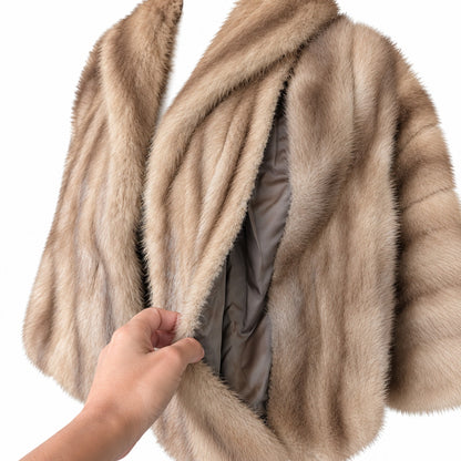 Vintage I. Magnin Genuine Mink Fur Capelet Jacket Cool Beige