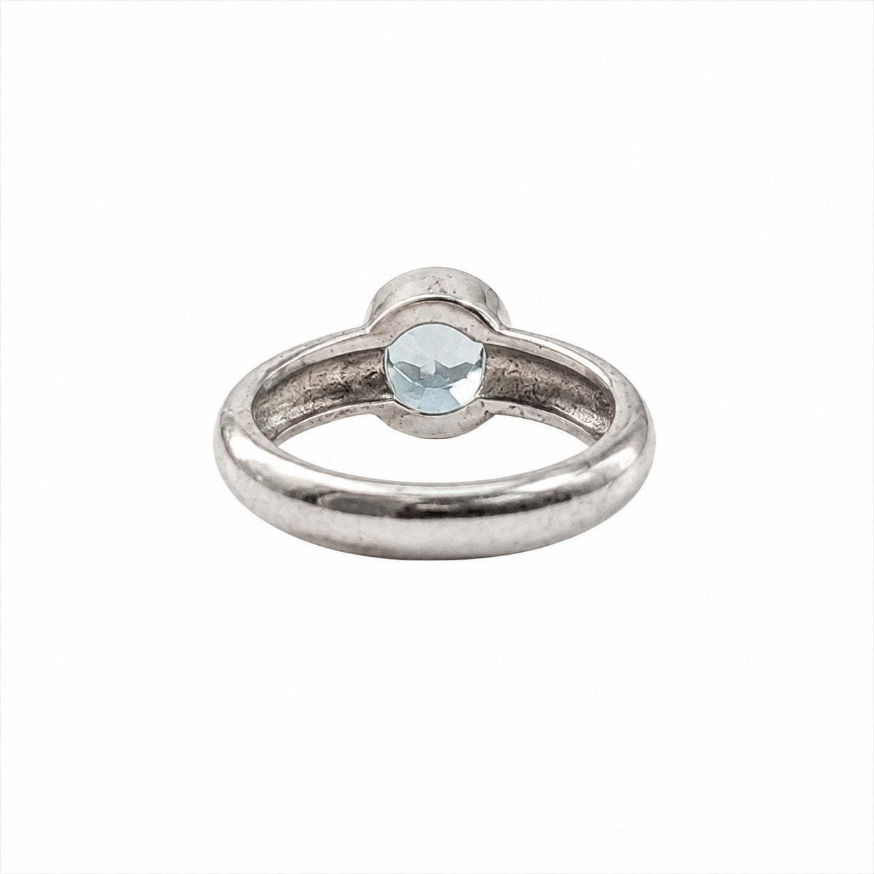 925 Sterling Silver Blue Topaz Solitaire Ring Size 7.75 Bezel Set 925 Minimalist