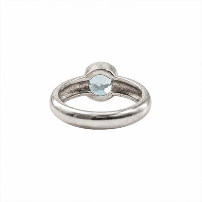 925 Sterling Silver Blue Topaz Solitaire Ring Size 7.75 Bezel Set 925 Minimalist