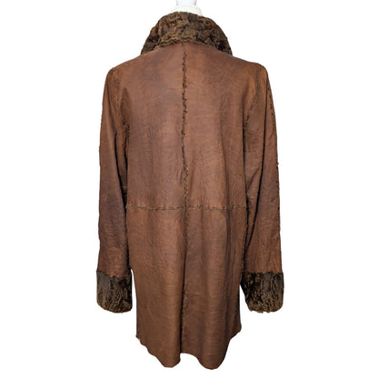 Auburn Brown Lamb Shearling Reversible Jacket Genuine Fur & Leather