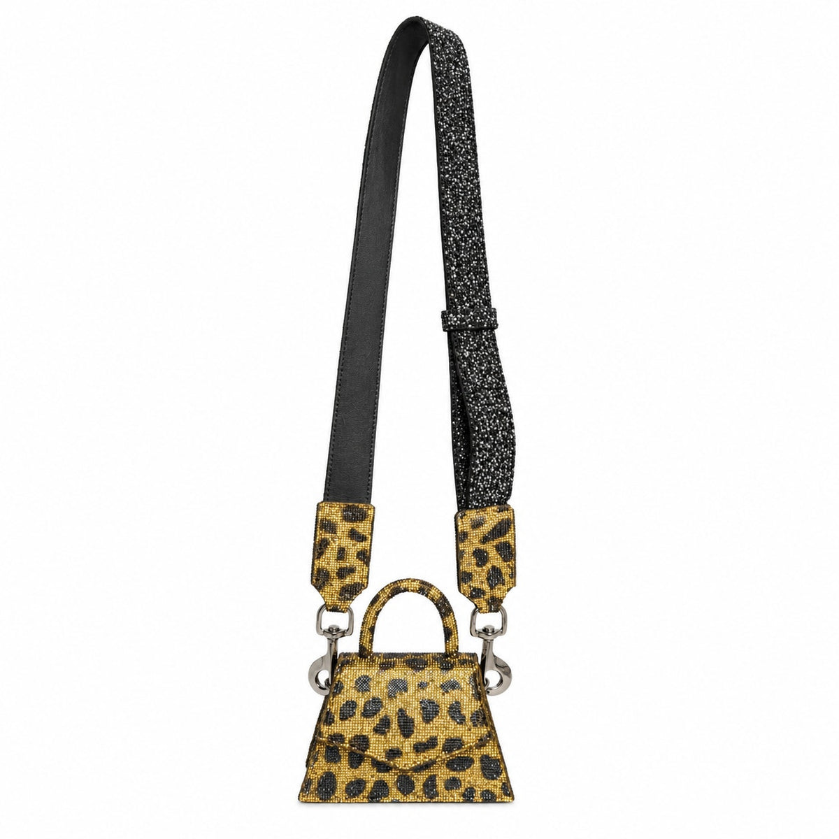 Nina Zarqua Crystal Mini Bag Leopard Rhinestone Crossbody Purse Statement Bag