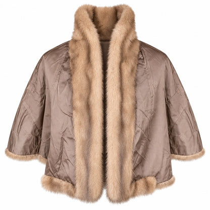 Vintage I. Magnin Genuine Mink Fur Capelet Jacket Cool Beige