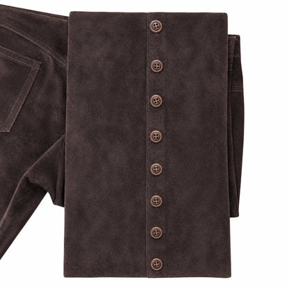 RARE Brown Super Low-Rise Genuine Suede Flare Pants