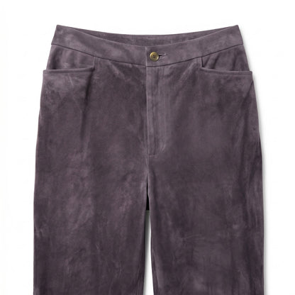 Linda Allard Ellen Tracy Sz 6 Purple Suede Slim Pants | 100% Leather | Luxury