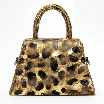 Nina Zarqua Crystal Mini Bag Leopard Rhinestone Crossbody Purse Statement Bag