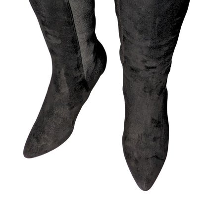 Jimmy Choo Faith 85 Black Suede Ankle Boots with Stretch Panels IT 37.5