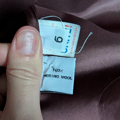 Perry Ellis 100% Merino Wool A-Line Princess Coat Chocolate Brown