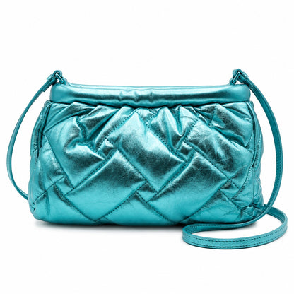 Kurt Geiger London Leather Bag Teal Quilted Crossbody Removable Chain
