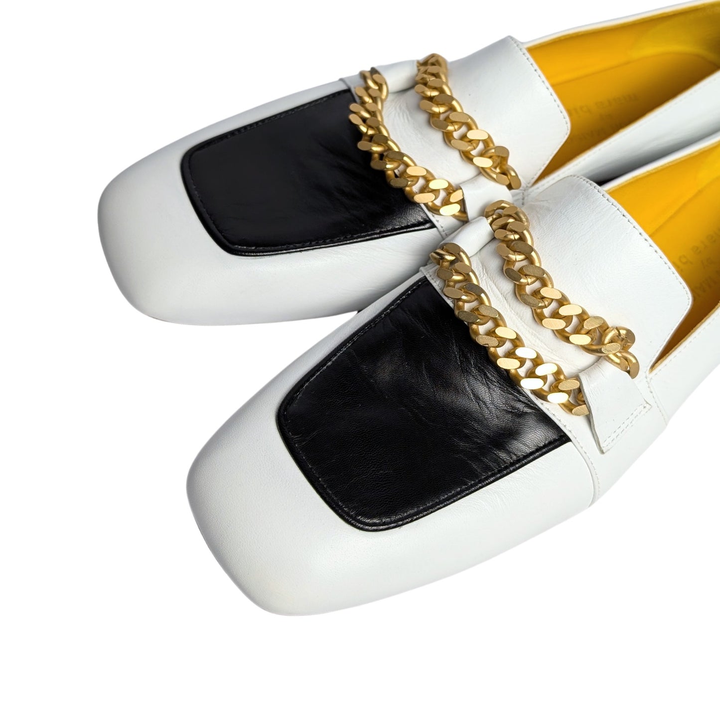 Madison Maison Gioia Leather Chain Loafers Black & White