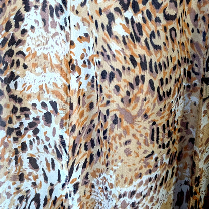 100% Silk Leopard Print Chiffon Midi Skirt | Size 10