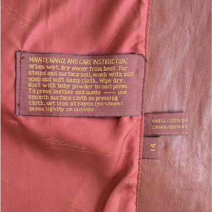 Vintage Etienne Aigner Burgundy Genuine Leather Trench Coat Belted Size 14
