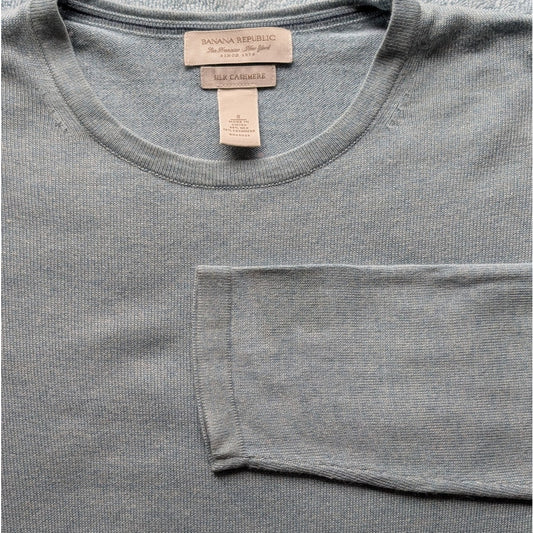 Banana Republic Silk Cashmere Crew Neck Sweater, Light Blue, Size S