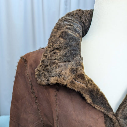 Auburn Brown Lamb Shearling Reversible Jacket Genuine Fur & Leather