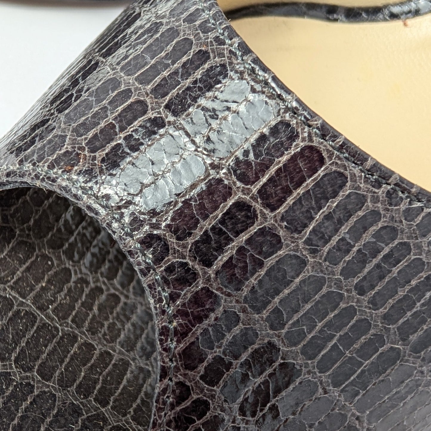Jimmy Choo Snake Print Leather Slingback Heels Peep Toe