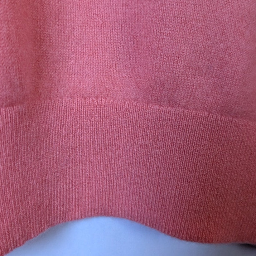 J.Crew Men's 100% Cashmere Short Sleeve Polo Sweater, Salmon Coral, Size L