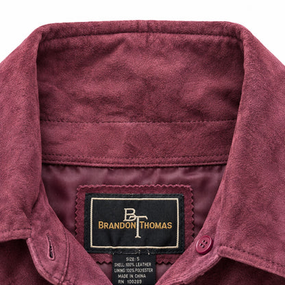 Brandon Thomas Genuine Leather Shirt Jacket Size S Burgundy
