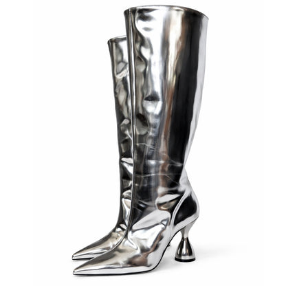 Metallic Silver Hourglass Heel Boots Simon Miller Verner | EU 39