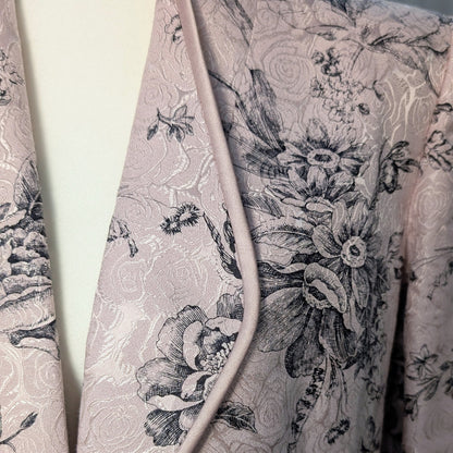 Silk Cotton Floral Blazer Pearly Pink Satin Sheen NWT