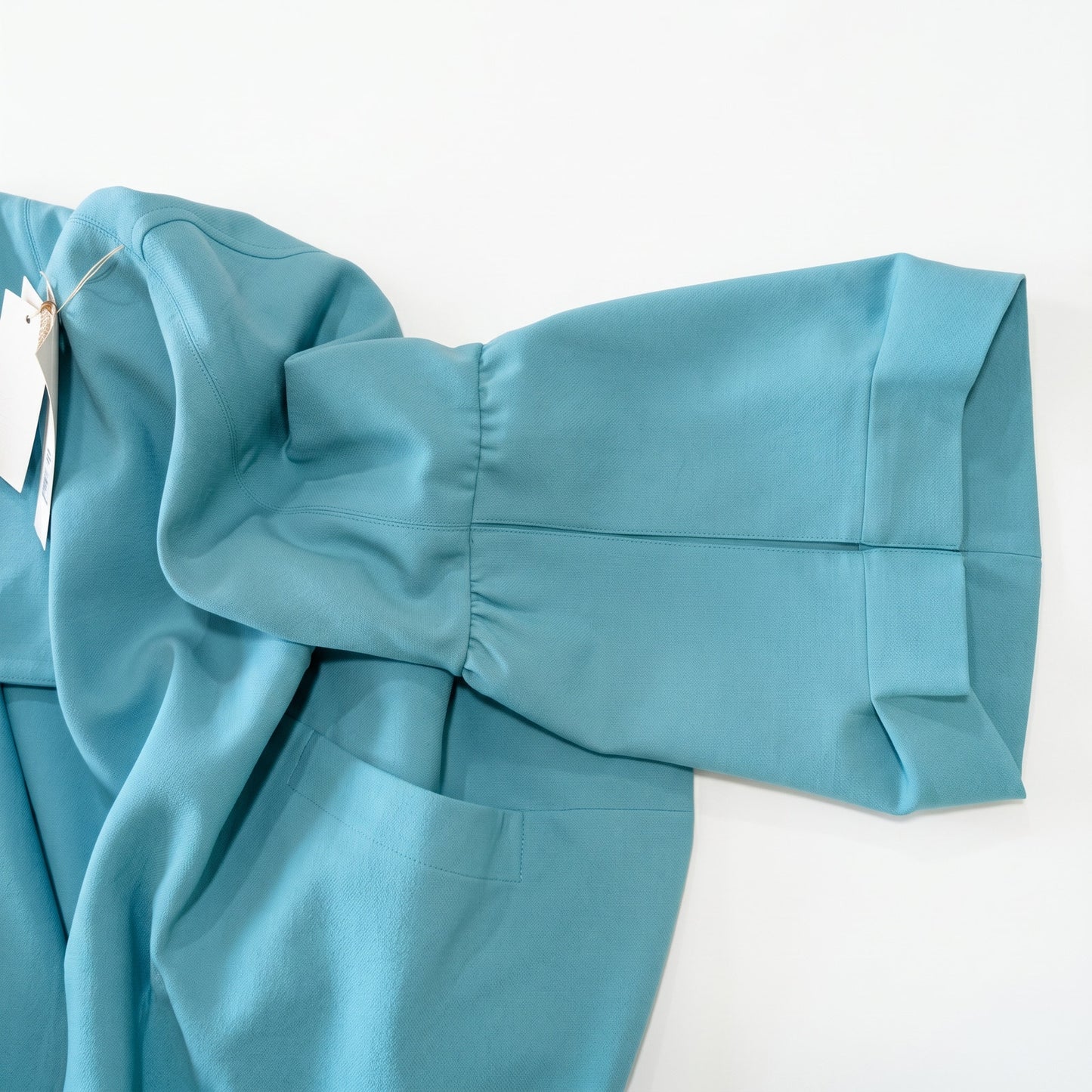 NWT Per Se Teal Double-Breasted Cropped Jacket | Cowl Neck | Bell Sleeves | 98% Wool