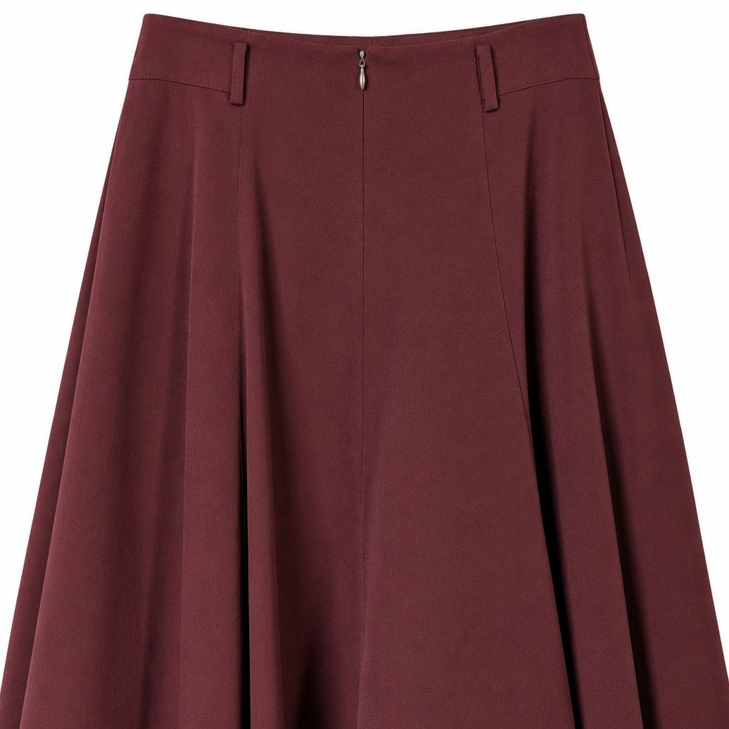 100% Pure Wool Linda Allard Ellen Tracy Maxi Skirt Burgundy Size 6