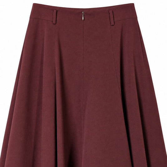 100% Pure Wool Linda Allard Ellen Tracy Maxi Skirt Burgundy Size 6