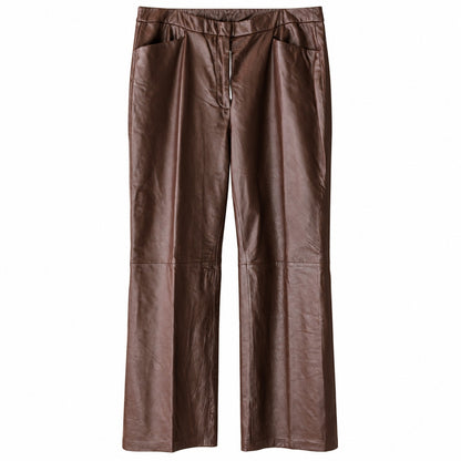 NWT Chadwick's Brown Genuine Leather Pants Straight Leg Lined Size 16 Tall