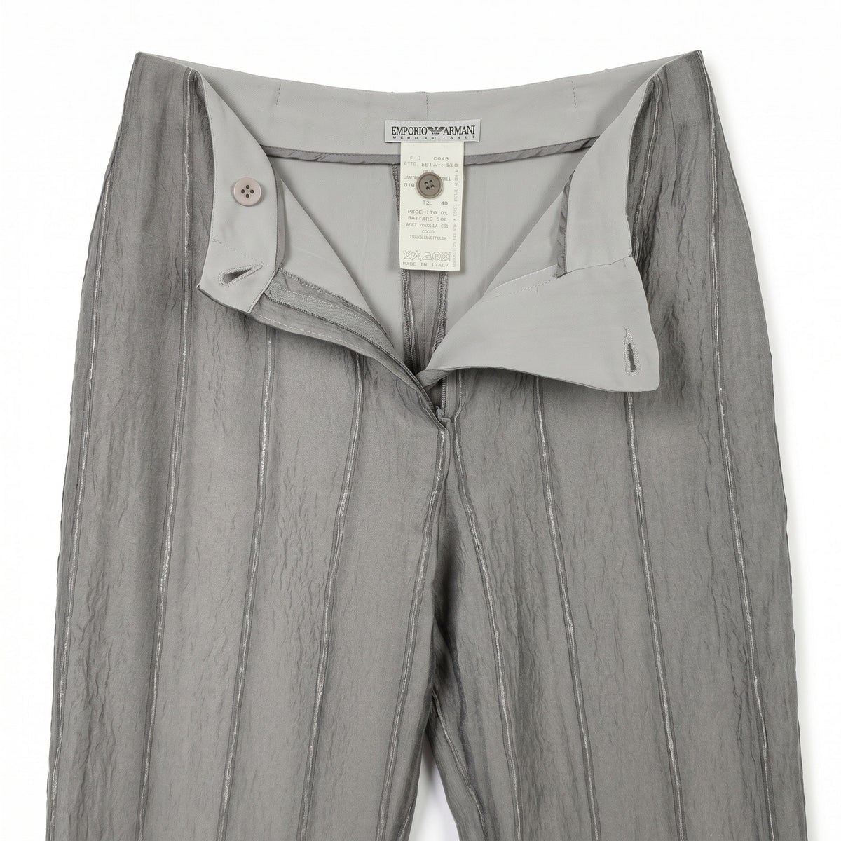 Emporio Armani Wide-Leg Trousers | Gray Taupe Textured  US 4