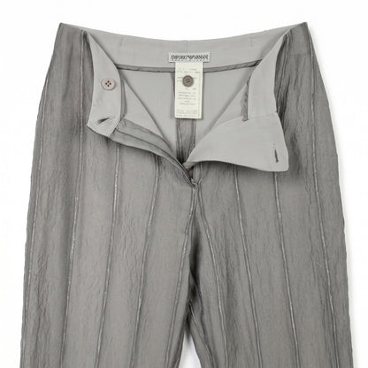 Emporio Armani Wide-Leg Trousers | Gray Taupe Textured  US 4