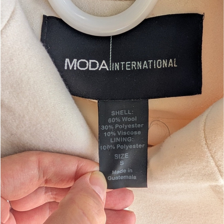 Moda International Winter White Wool Blend Peacoat Double Breasted Size S