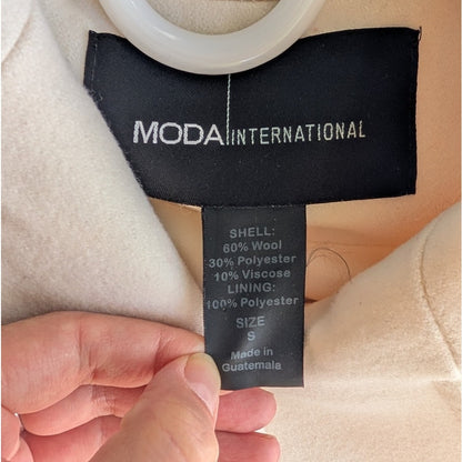 Moda International Winter White Wool Blend Peacoat Double Breasted Size S