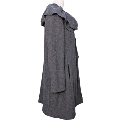 Upcycled Charcoal Wool Coat with Austrian Crystal Raindrop Embellishment