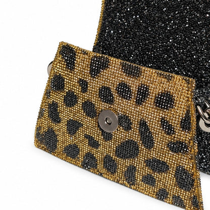 Nina Zarqua Crystal Mini Bag Leopard Rhinestone Crossbody Purse Statement Bag